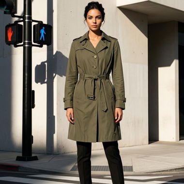Trench-coat kaki femme