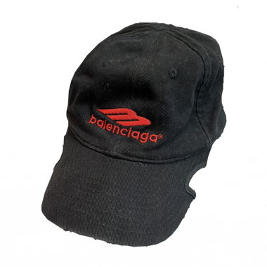 Cappellino Balenciaga nero con logo rosso