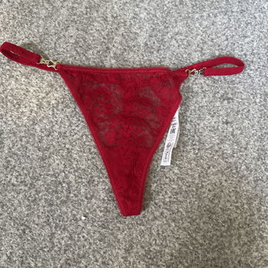 Red lace thong