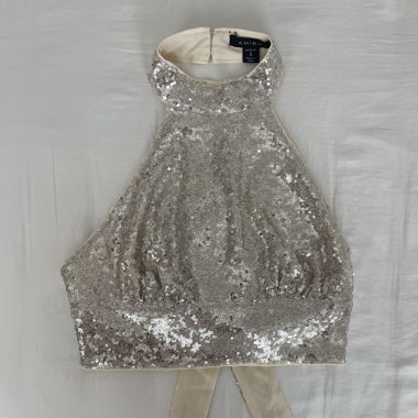 AMISU HALTER NECK TOP PAILLETEN - SIZE S