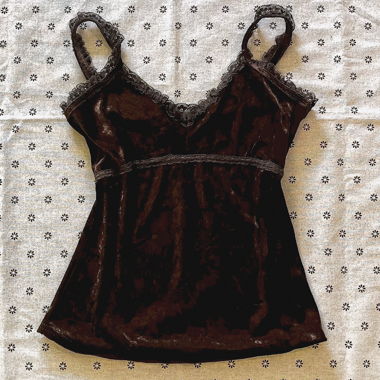 camisole en velours marron vintage japonais