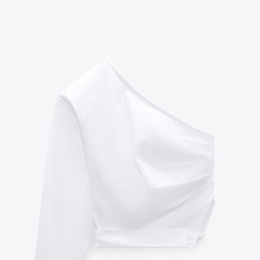 Top in Gabardine Bianca Asimmetrica