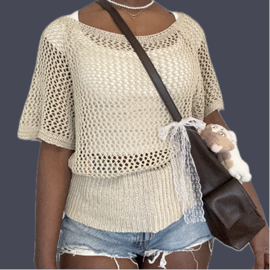 Pull en maille vintage à motifs ajourés