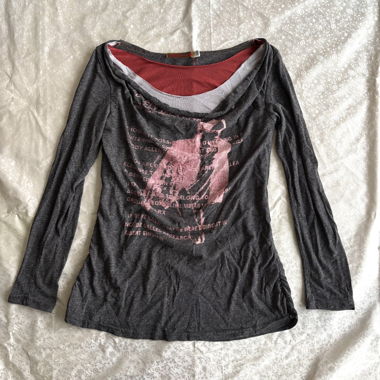 “Awaited” y2k pink bleached long sleeve top