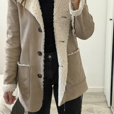 Giacca marrone/beige con pelliccia