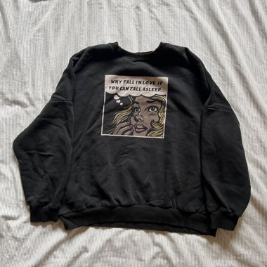 Black Crewneck Sweater With Print