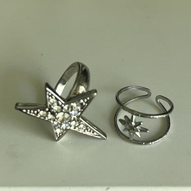 Set di anelli con stelle argentate