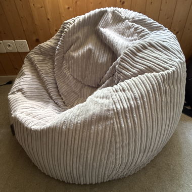 Light grey cord lounge bean bag