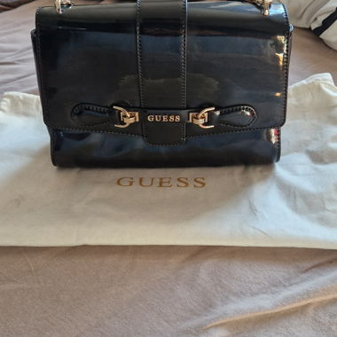 Guess black patent handbag