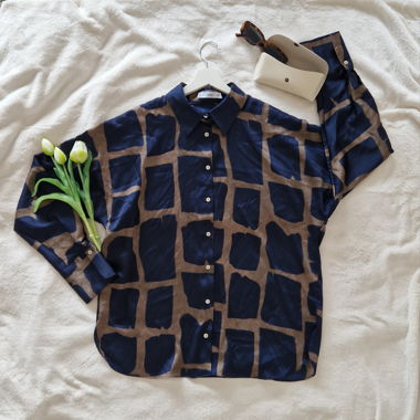 Blusa Fantasia Blu e Marrone