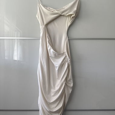 Long Ecru Satin Dress