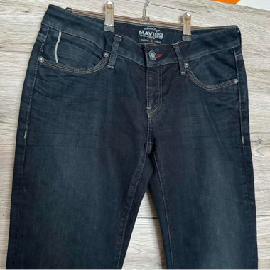 mavi dark blue denim low rise straight leg jeans