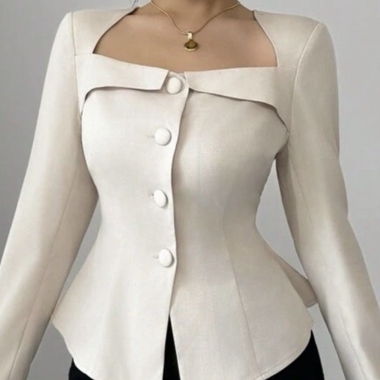 Beige SHEIN Blazer-Top mit Knöpfen