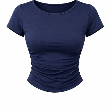 T-shirt blu navy con volant