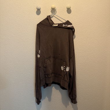 Grey mnml distressed hoodie size L