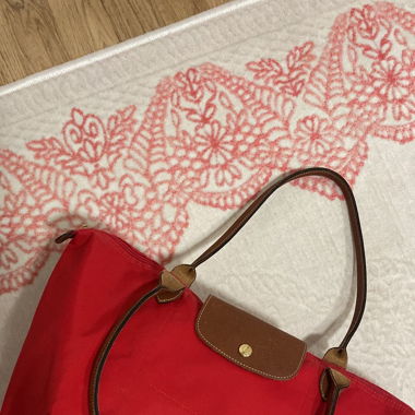 red lingchamp tote bag