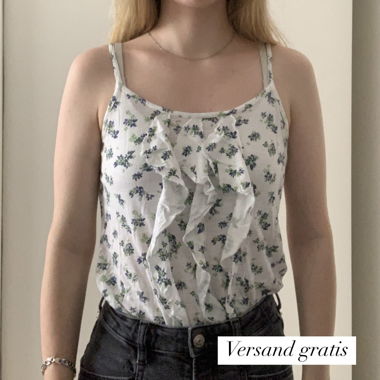 Tank Top Blumenmuster mit Rüschen