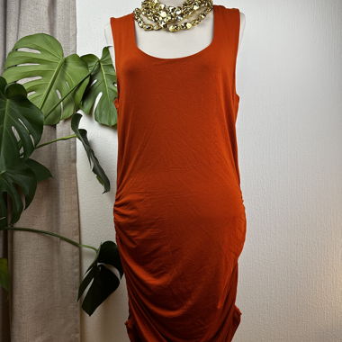 Terracotta Draped Sleeveless Dress XL