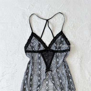 Animal Print Mesh Slip Dress (S)