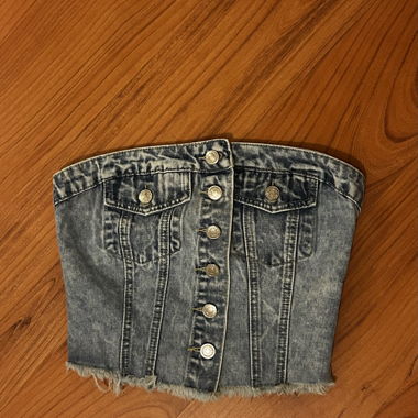 Top corsetto in denim senza spalline