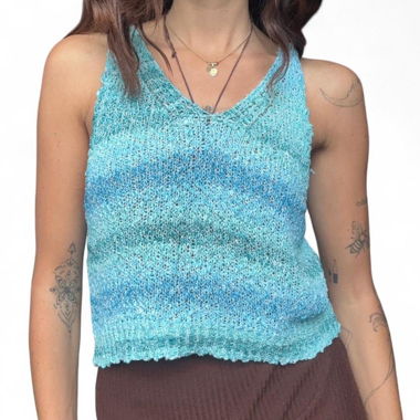 Blue Knit Tank Top