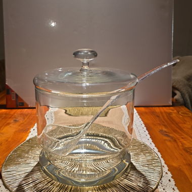 Punschbehälter aus Glas mit Deckel & Kelle
