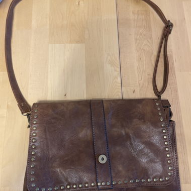 Brown Shoulder Bag with Studs