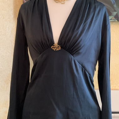 Roberto Cavalli Vintage Black Silk Blouse
