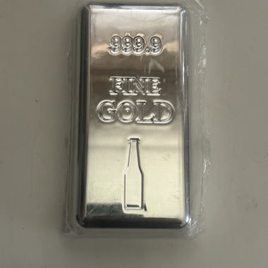 Bottle opener/ Beer cap lifter, silver ingot. 