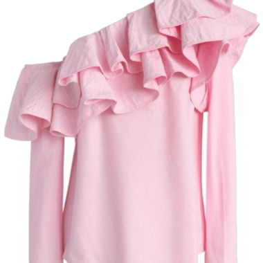 Asymmetrische Rüschenbluse  - S