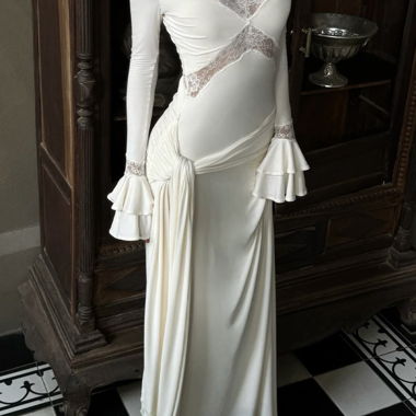 Abito maxi in pizzo Slinky Electra Meshki - Avorio