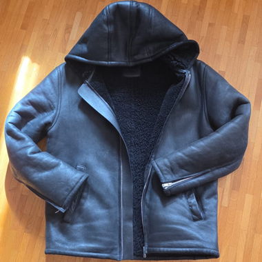 Giacca con cappuccio pelle e lana Sandro