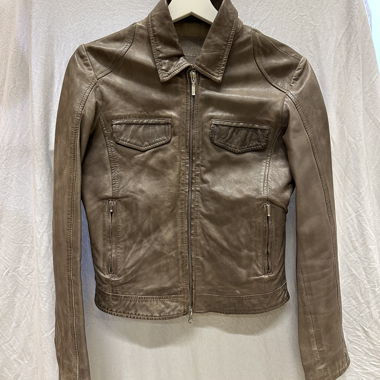 Veste en cuir marron Mer du Sud