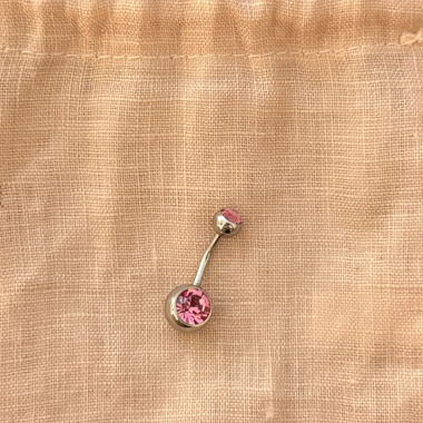 Piercing all’ombelico con pietre rosa NUOVO