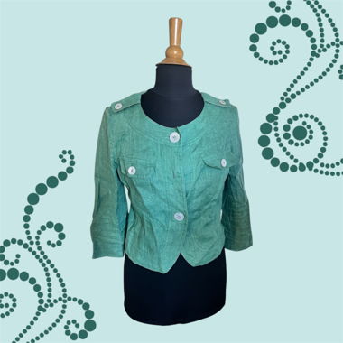 Veste courte en lin vert d'eau