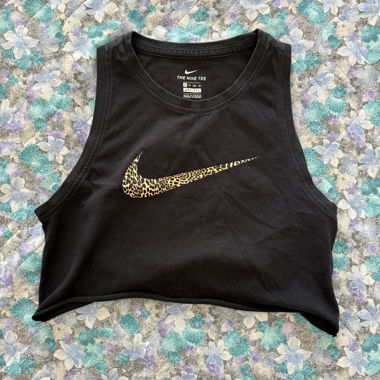 Nike Black Tank Top with Leopard Logo