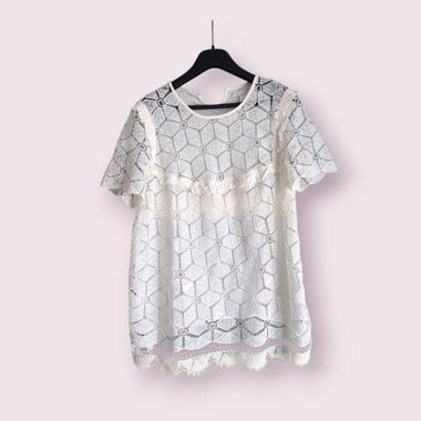 Blouse en dentelle blanche, boho chic - Taille 42