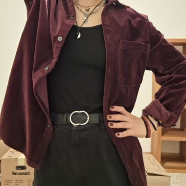 Camicia in velluto bordeaux