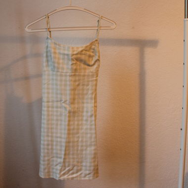 Green/white checked summer dress