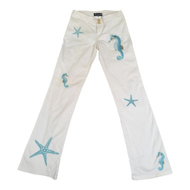 Vintage Embroided White Trousers 