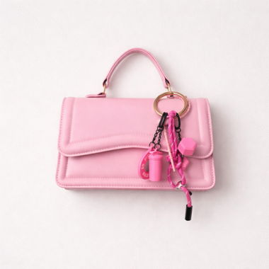 Borsa rosa con portachiavi