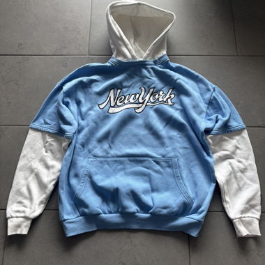 Sweat à capuche New York bleu/blanc