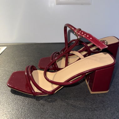 Sandali bordeaux con tacco a blocco - taglia 42