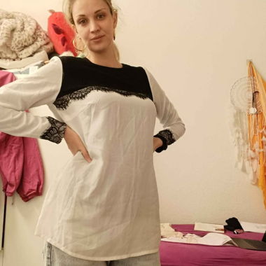 White and black blouse