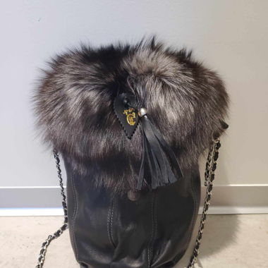 Sac à main en cuir & fourrure