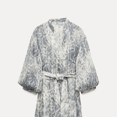 Zara Kleid mit Animalprint in Metallic Optik XL