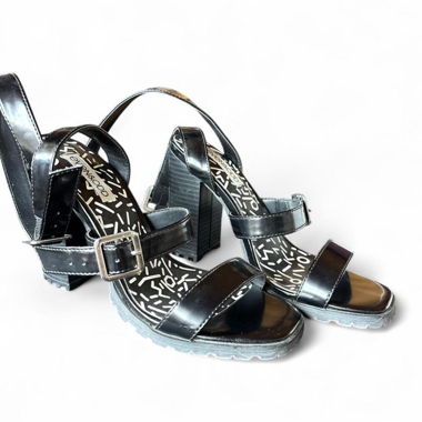 Black heeled sandals