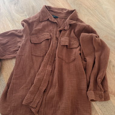 Giacca camicia in mussola marrone