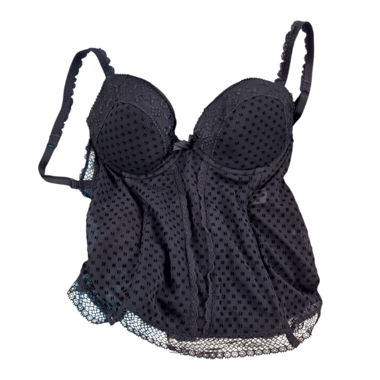 Vintage Y2K Schwarzes Spitzen-Corsage-Top