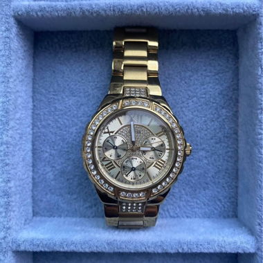 GUESS Women's Watch – gold-coloured with rhinestones